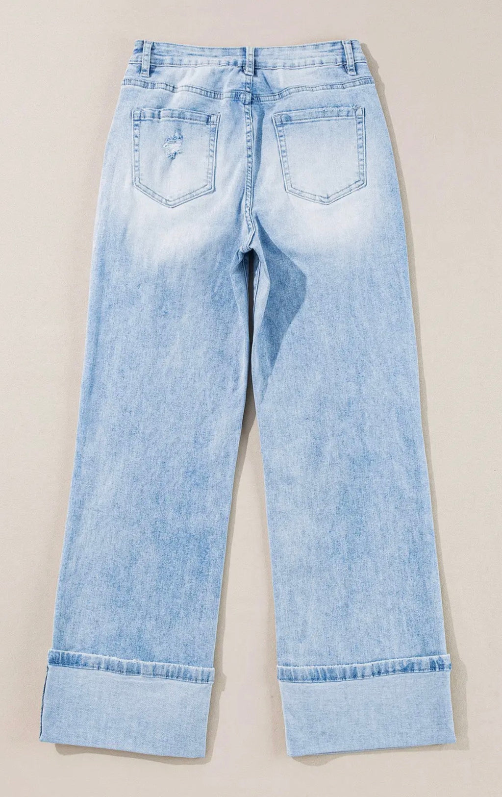Distressed Denim Straight Leg Jeans