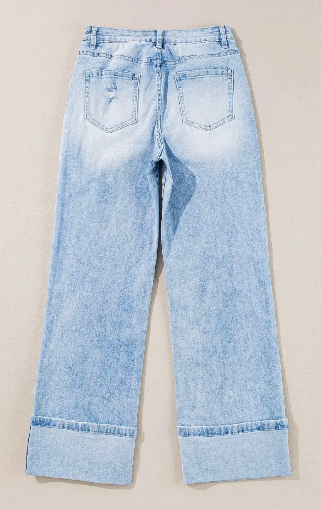 Distressed Denim Straight Leg Jeans