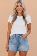 Acid Wash Denim Raw Hem Shorts
