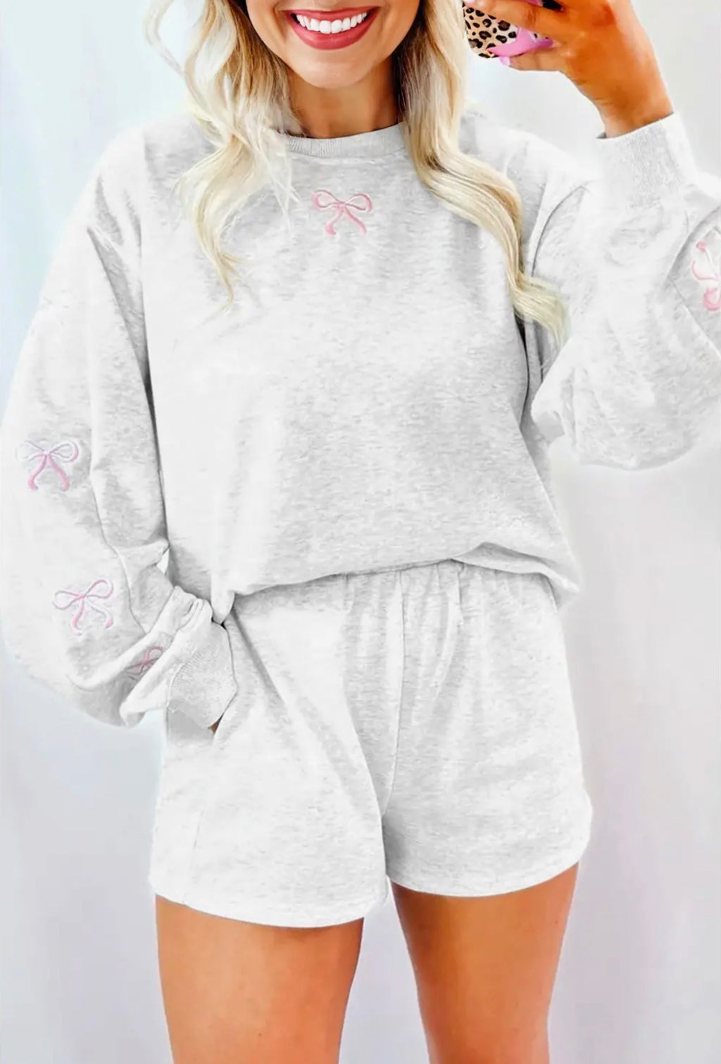 Embroidered Bow 2Pc Set
