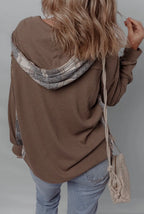 Plaid Patchwork Button Up Hooded Shacket