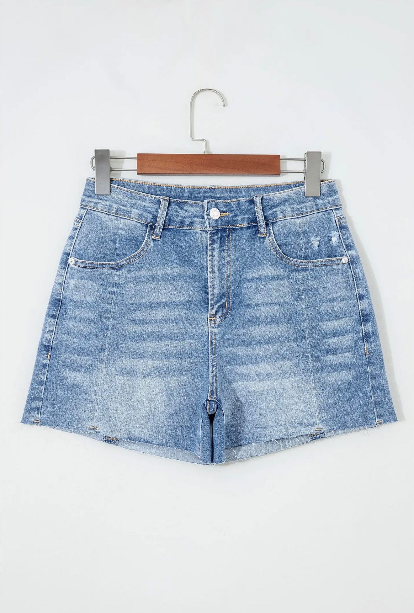 Acid Wash Denim Raw Hem Shorts