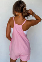IN STOCK-Spaghetti Strap V Neck Pocket Romper