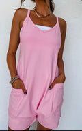 IN STOCK-Spaghetti Strap V Neck Pocket Romper